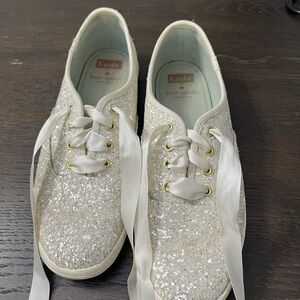 Kate Spade Cream Glitter Sneakers